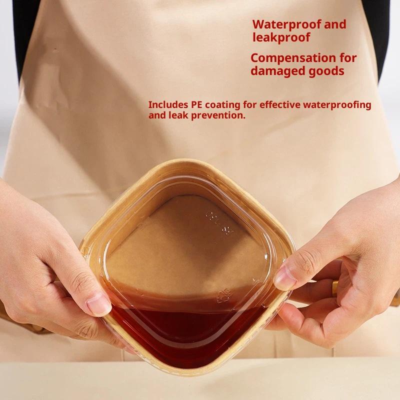 Kraft Paper Box - Boîtes à lunch carrées jetables en